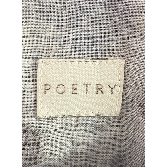 Poetry Women's Printed Button Down 100% Linen Blouse Top, Blue - Size 10 - Picture 7 of 8